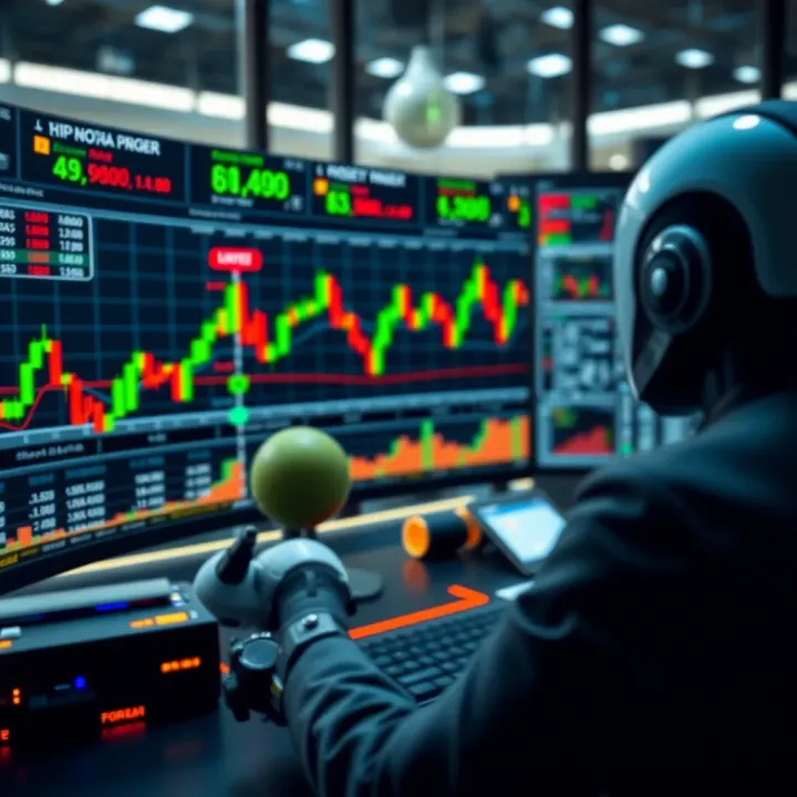 Illustration of a digital interface showing automated trading system analyzing Nigerian Naira market trends