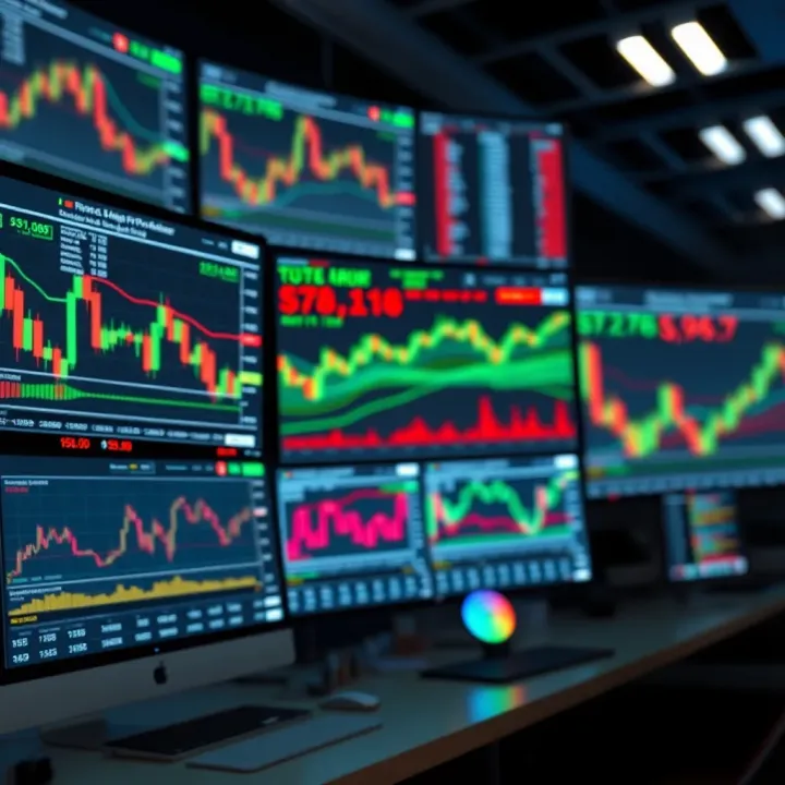 Modern digital platform displaying forex trading charts and statistics on multiple screens