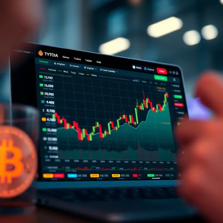 Cryptocurrency trading dashboard displaying market trends and automated trading bot status