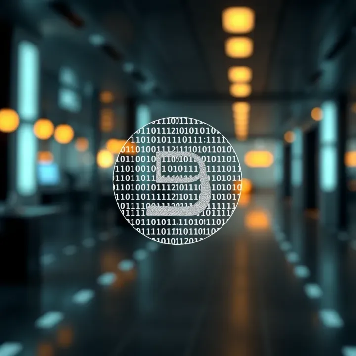 Creative branding concept showcasing binary code integrated into a minimalist corporate emblem