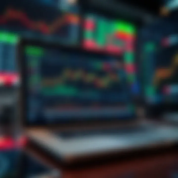 Digital device displaying forex trading platform with charts and global currencies