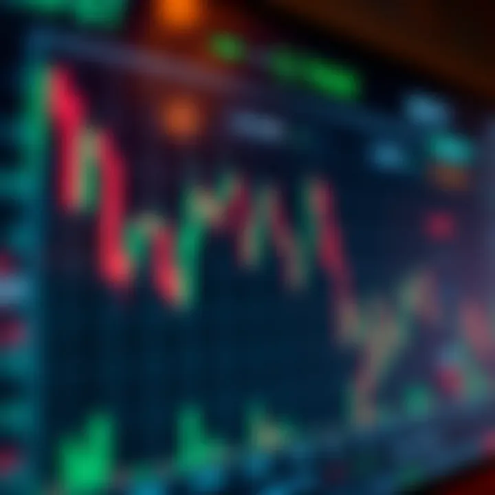 Graph showing currency pairs fluctuations in a forex trading platform