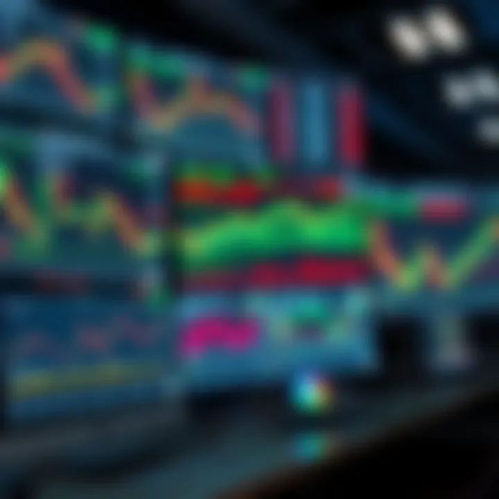 Modern digital platform displaying forex trading charts and statistics on multiple screens