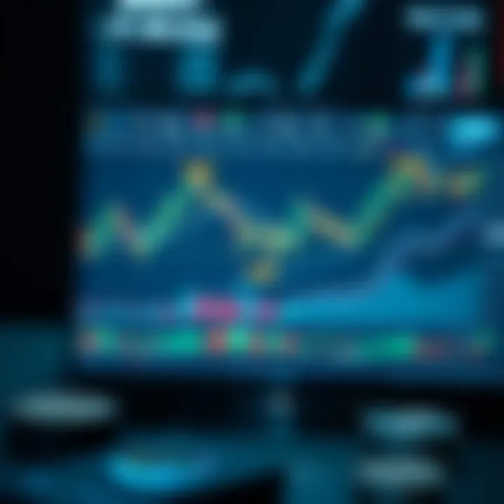 Digital interface showing cryptocurrency trading charts and automated trading bot activity