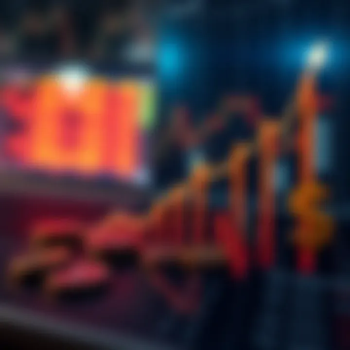 Graph showing upward trends and currency symbols representing forex market dynamics