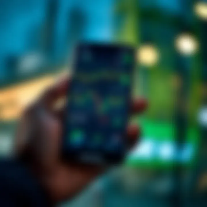 Smartphone displaying an intuitive Nigerian trading app interface with graphs and market indicators