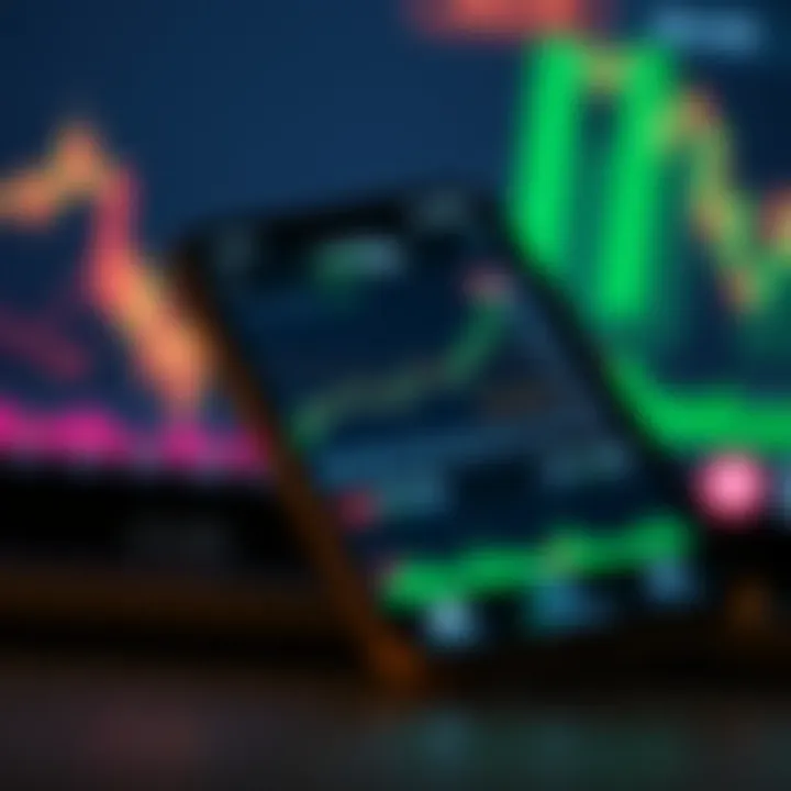Mobile phone displaying cryptocurrency market charts and trading data