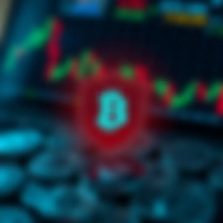 Security shield icon overlaid on cryptocurrency exchange symbols representing safe trading