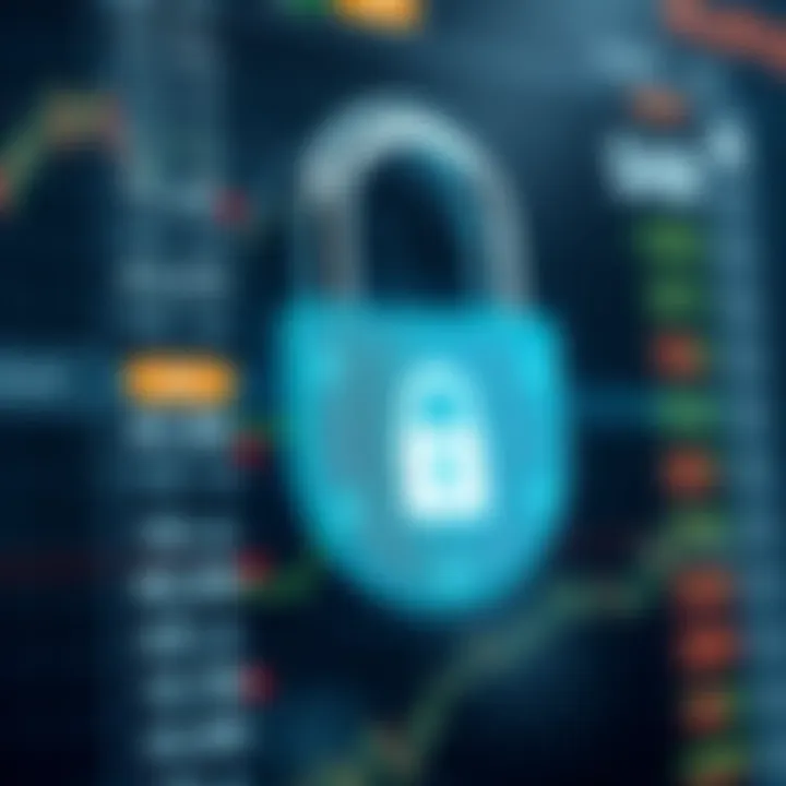 Secure digital padlock symbolizing safety and protection in online trading environments