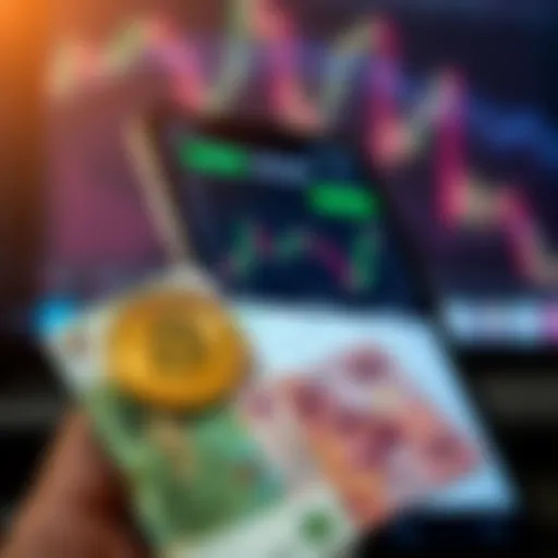 Mobile screen displaying Bitcoin trading app interface with charts and Nigerian currency