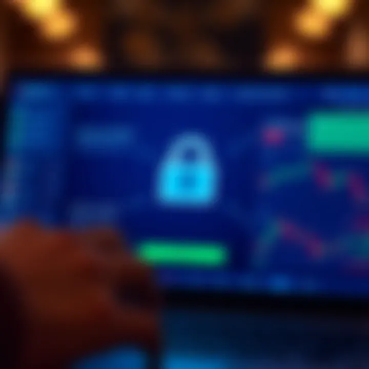 Secure login screen of a trading platform highlighting encryption and protection features