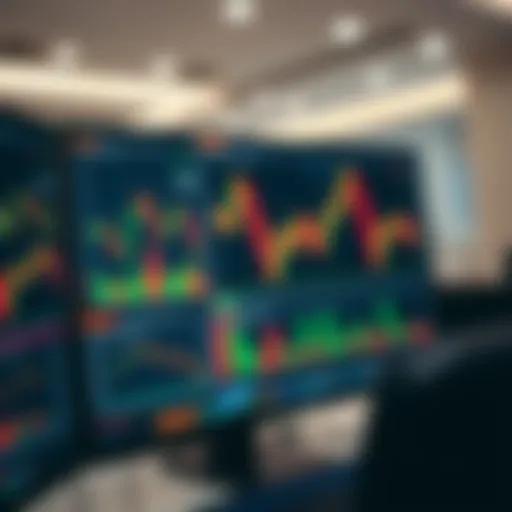 Digital interface showing multiple forex trading charts and tools on a computer screen