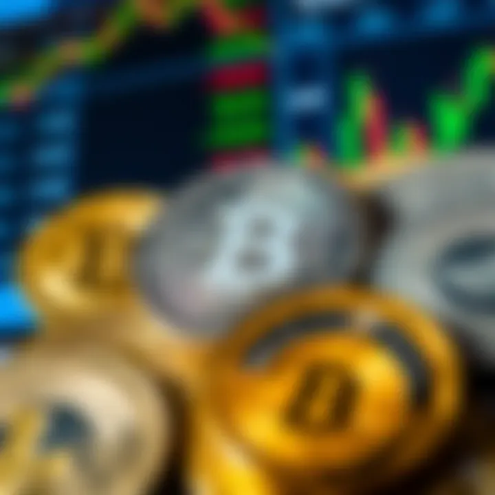 Digital representation of various cryptocurrencies with Nigerian Naira symbol