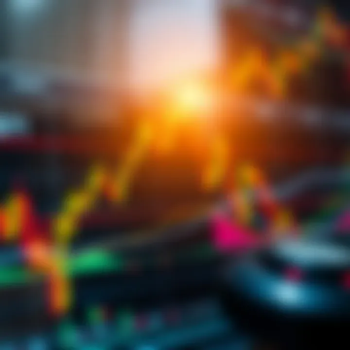 Chart displaying forex currency pairs with technical indicators and trend lines