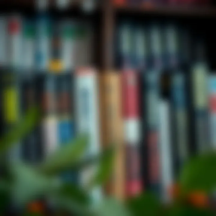 Bookshelf with forex trading books focused on strategies and market analysis