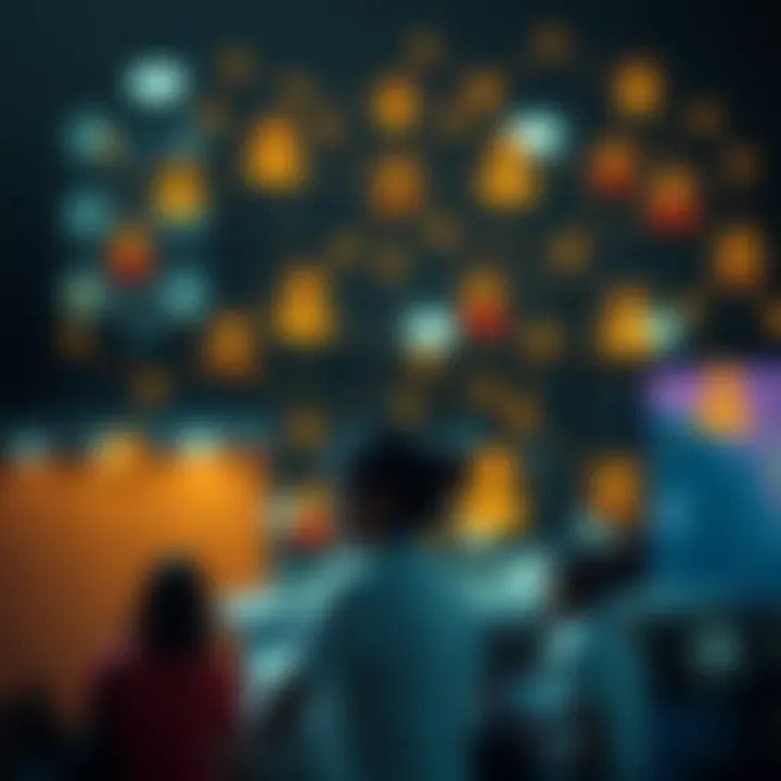 Network of connected profiles symbolizing knowledge sharing among traders on Instagram