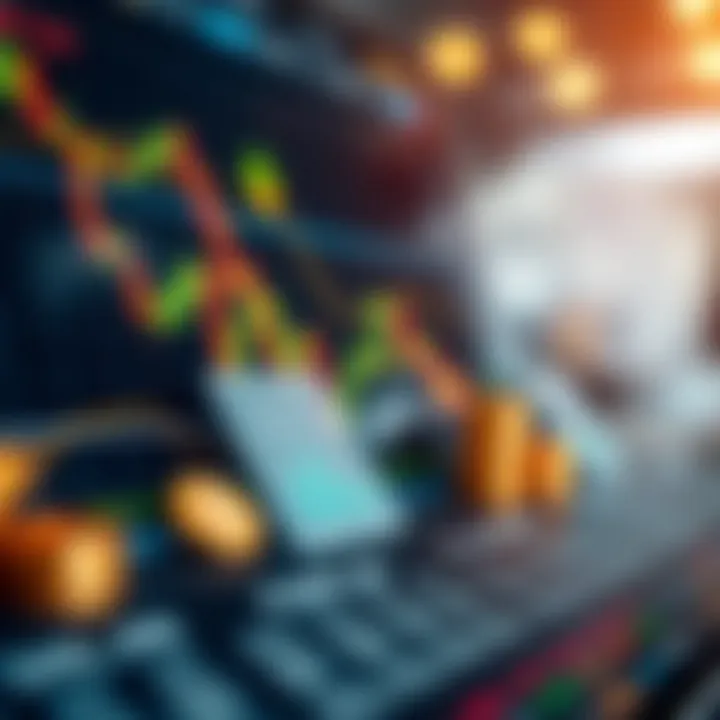 Illustration of forex trading concepts with currency symbols and charts
