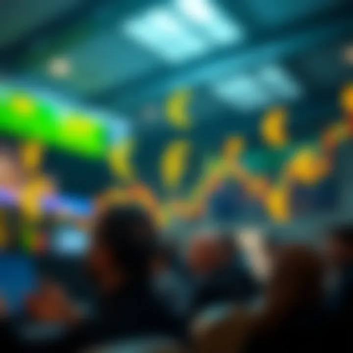 Illustration of currency exchange symbols connected by arrows representing forex market dynamics