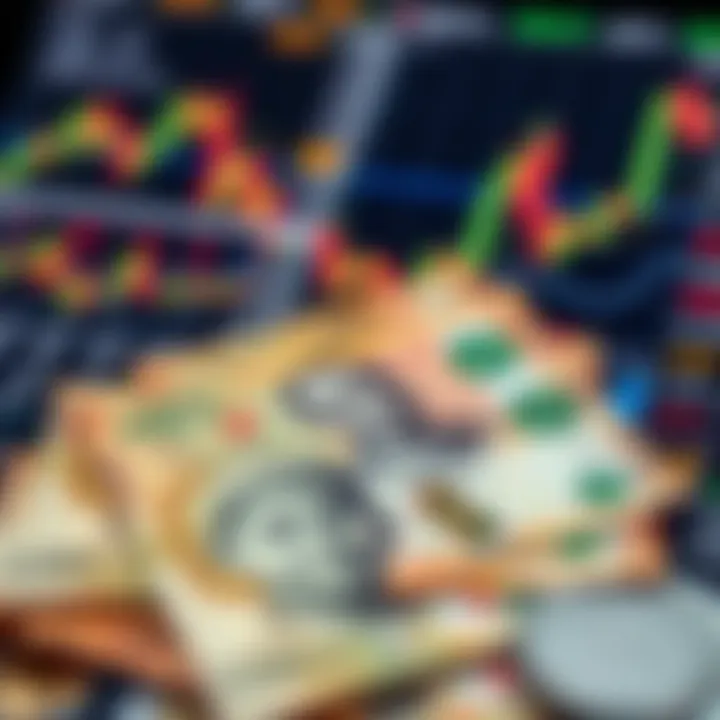 Illustration showing Nigerian Naira notes alongside forex trading market charts