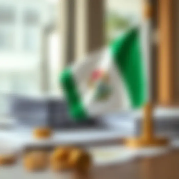 Conceptual illustration of regulatory framework with documents and Nigerian flag symbolizing compliance