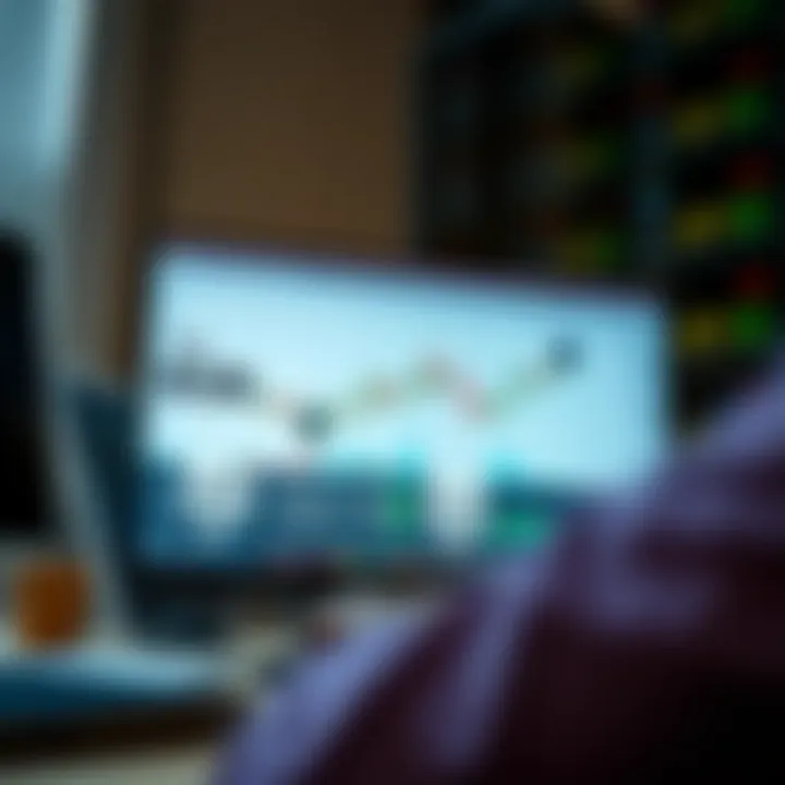 Effective Risk Management and Budgeting for Forex Traders Graphic depicting a computer screen with a forex trading platform alongside icons representing risk management and financial budgeting