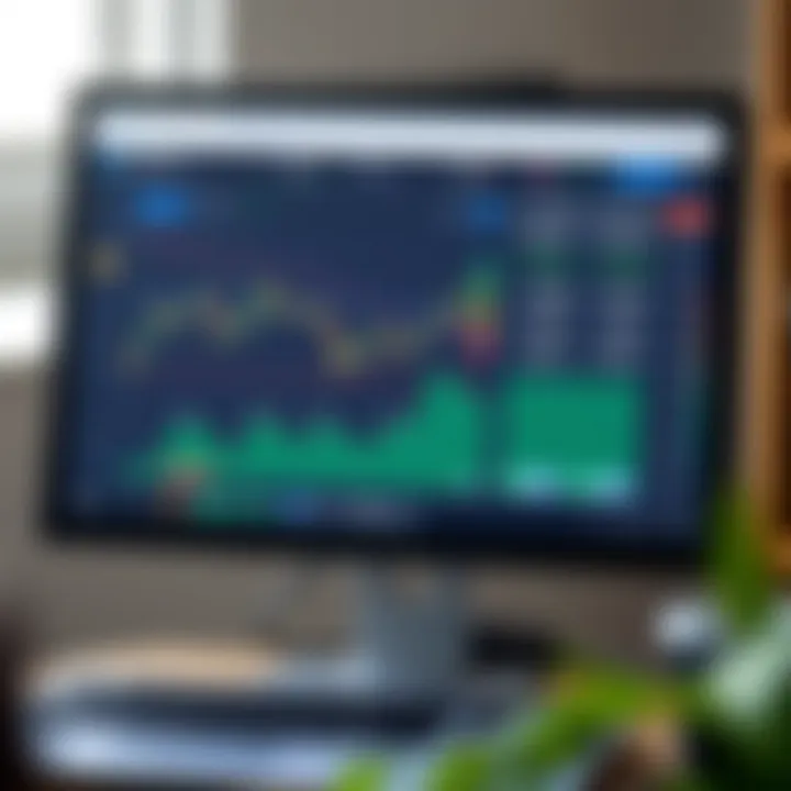 A computer screen displaying a simulated crypto trading interface with virtual currency balances