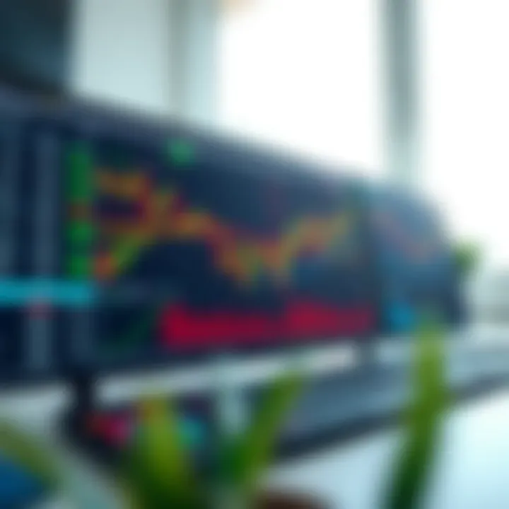 Illustration of a digital trading platform dashboard displaying forex charts and analytics