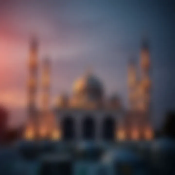 Islamic Finance Principles and Forex Trading Conceptual illustration representing Islamic finance principles with currency symbols and a mosque
