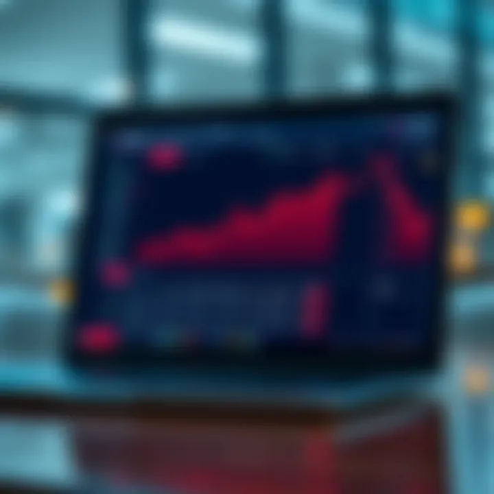 Visual representation of online learning with a laptop displaying course content on cryptocurrency trading