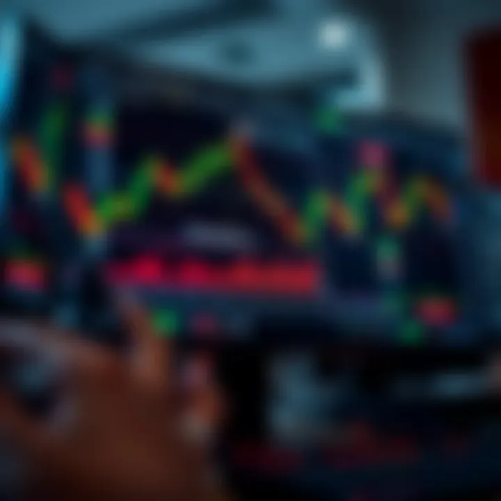Computer screen showing forex trading platform with market data and charts