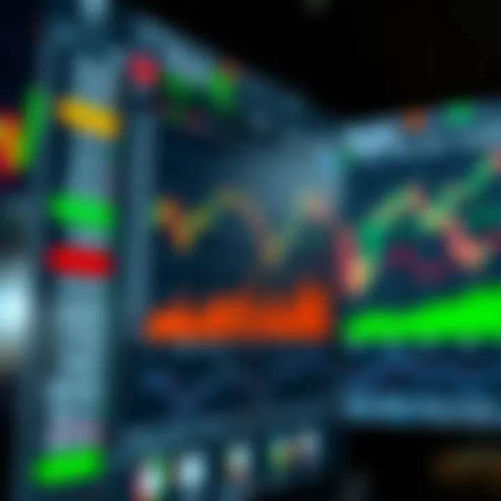 Forex Trading Software Interface with Currency Pairs and Indicators Screenshot of forex trading software interface displaying various currency pairs and technical indicators