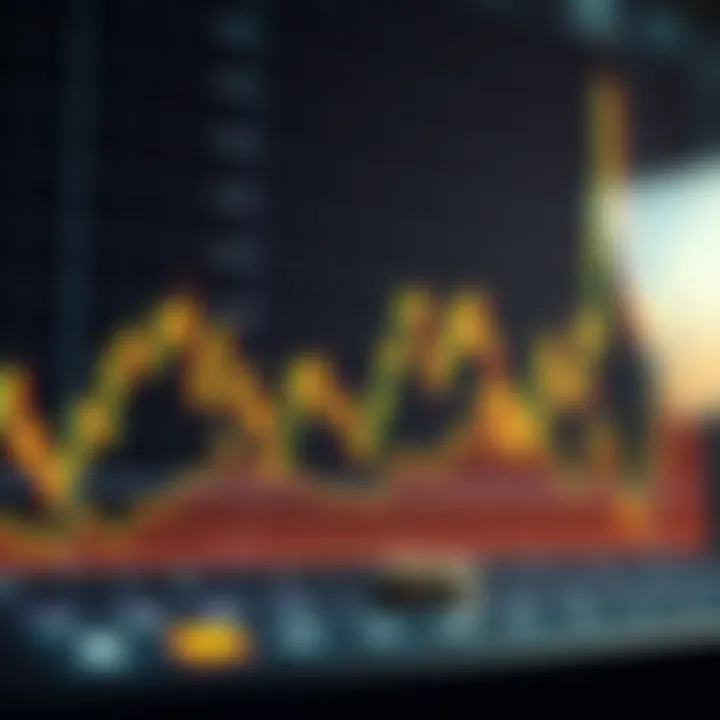 Graph displaying cryptocurrency price trends with upward and downward movements