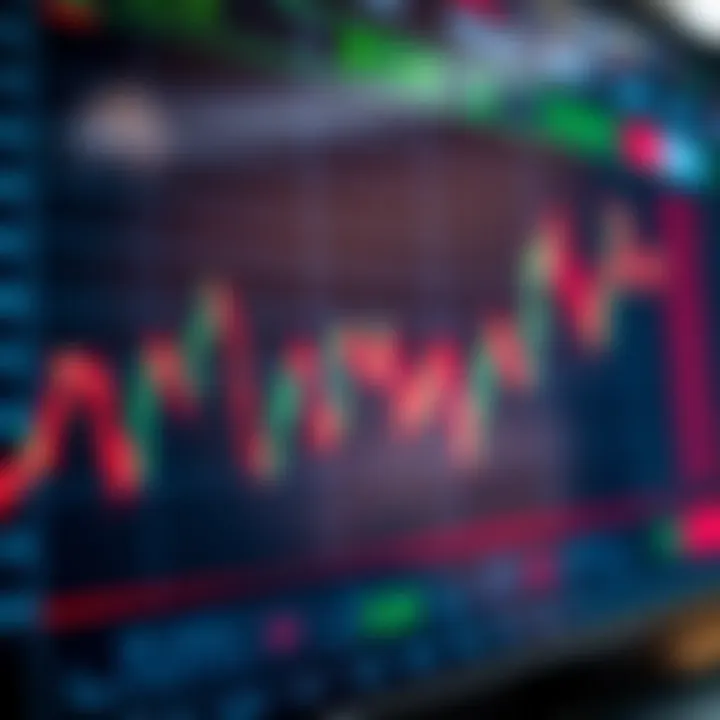 Graph showing currency exchange rate fluctuations on a digital trading platform