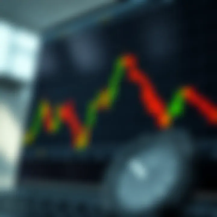 Chart showing a bearish engulfing candlestick pattern with a longer red candle enveloping a smaller green candle indicating potential market decline