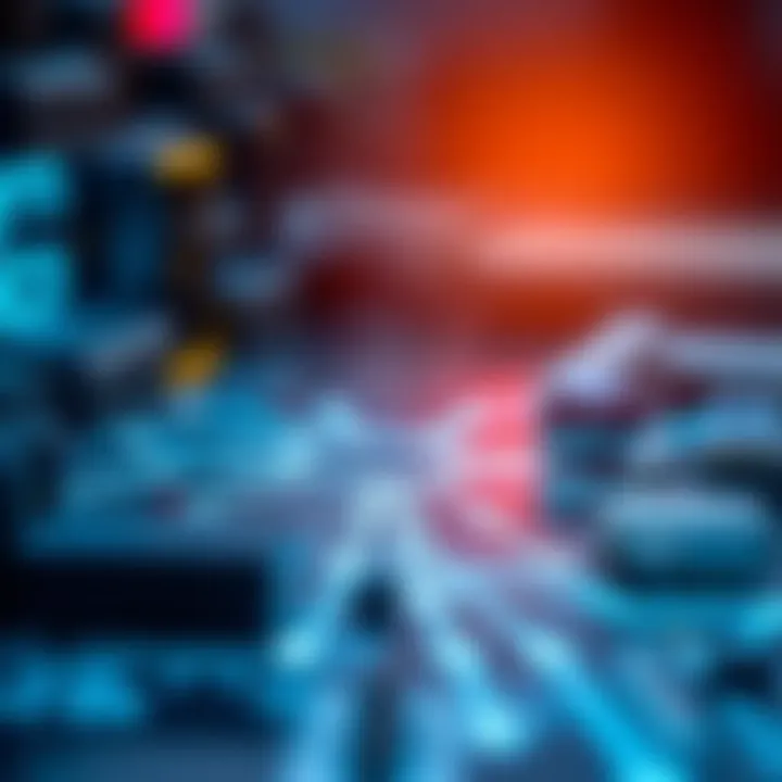 Conceptual graphic showing digital communication through binary signals connecting electronic devices