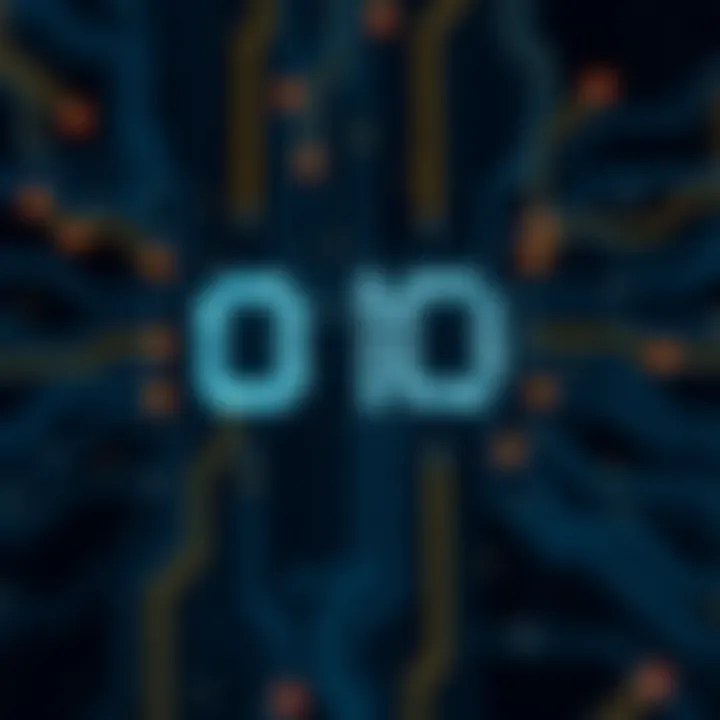 Visual representation of binary digits as on and off signals in a digital circuit
