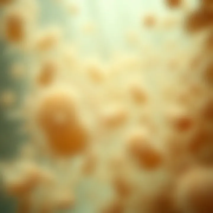 Microscopic view of single-celled prokaryotic organisms undergoing division in a natural aquatic environment