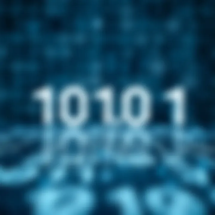 Diagram illustrating binary digits representing numerical values using only zeros and ones