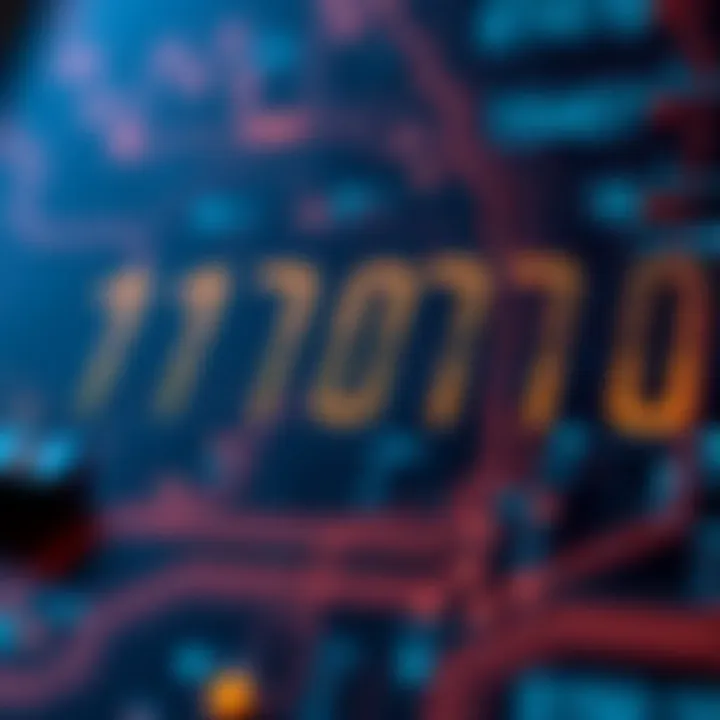 Diagram illustrating binary digits representing electronic signals in computing