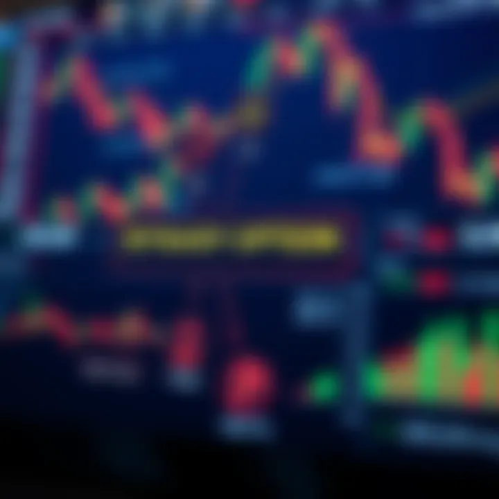 Diagram showing the basics of binary option trading with financial symbols and charts