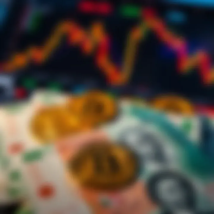 Digital currency symbols over Nigerian naira banknotes representing cryptocurrency trading in Nigeria