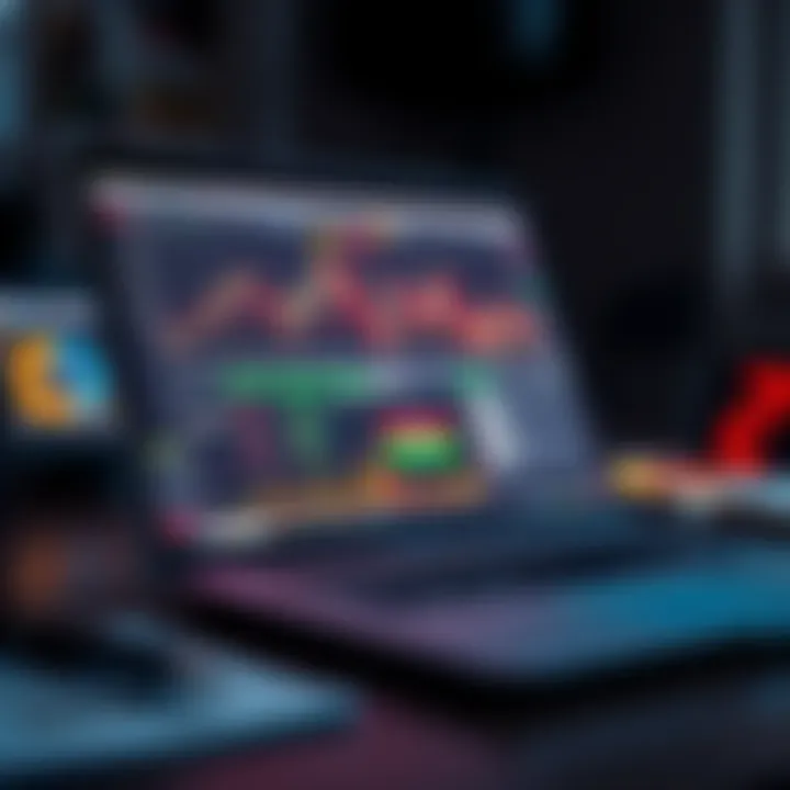 Open laptop with forex trading charts and indicators displayed on screen