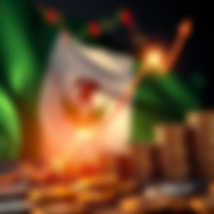 Graph showing upward trend with forex currency symbols and Nigerian flag in background