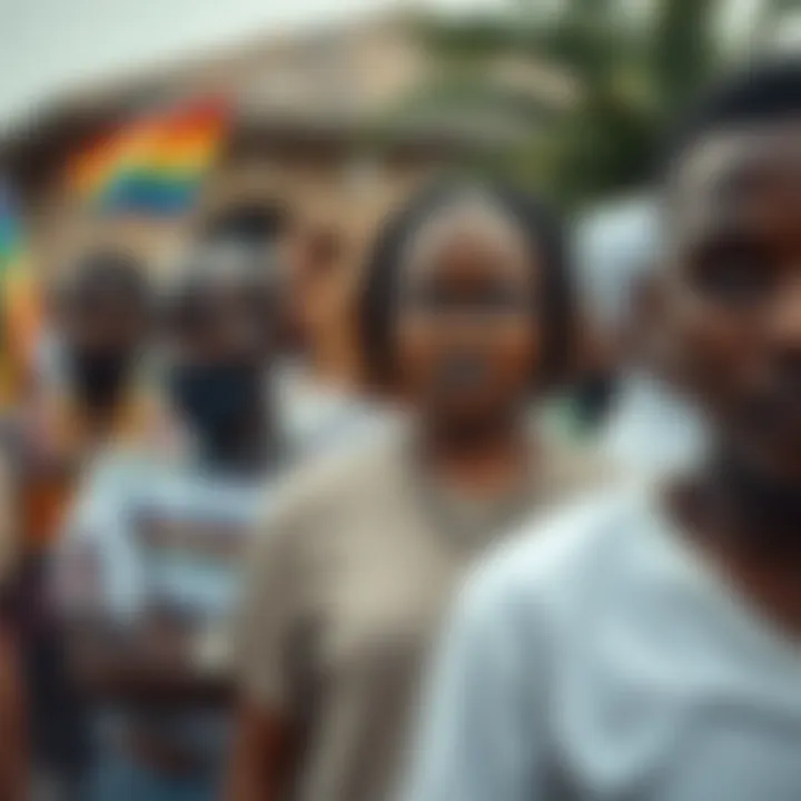 Community gathering showing support and solidarity for non-binary individuals in Nigeria