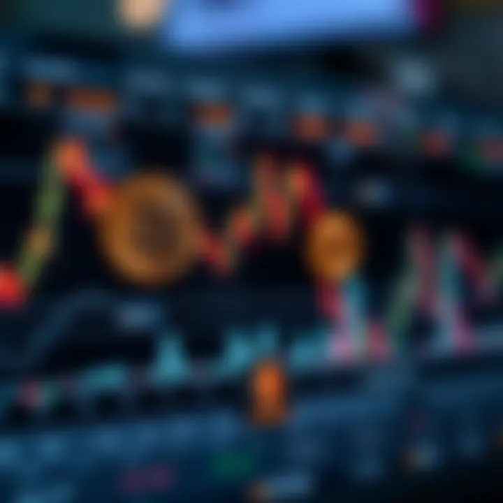 Graph showing fluctuating cryptocurrency prices with Bitcoin and Ethereum symbols