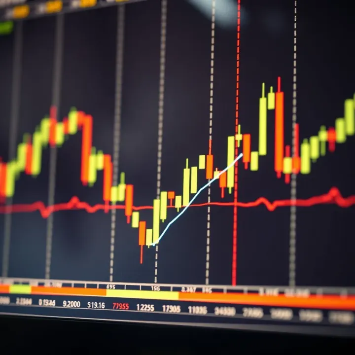 Candlestick chart showing breakout and reversal signals from chart patterns in a dynamic market environment
