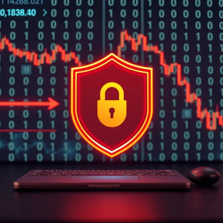 Secure Trading Environment for Binary Options Secure digital platform interface with shield icon and binary code background