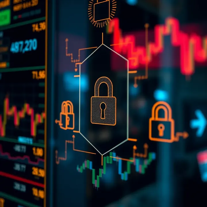 Secure login and encryption symbols representing safety features in cryptocurrency applications