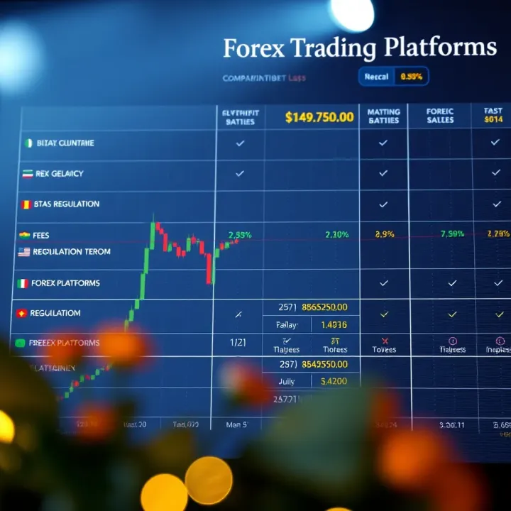 Comparison chart highlighting key features like fees, regulation, and tools of popular forex platforms
