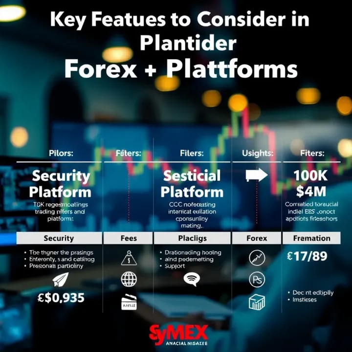 Visual comparison of forex platform features including security, fees, and usability icons